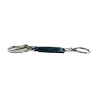 K10542FB | Smooth full-grain genuine leather keychain. Gray color. Polished nickel accessories. Total dimensions: 3 x 16 x 0.5 cm. Packaging: hard bottom/cover Gift Box