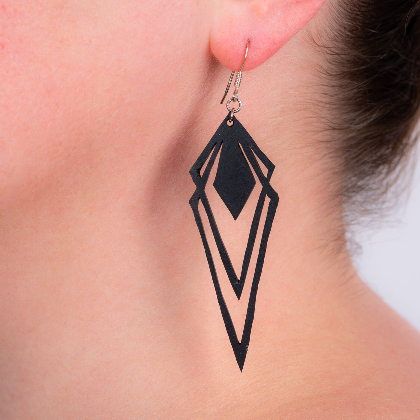 Kite Recycled Rubber Artistic Statement Earrings-0