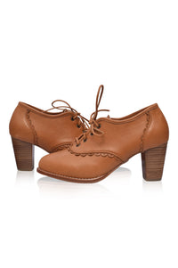 Lace Oxford Leather Heels