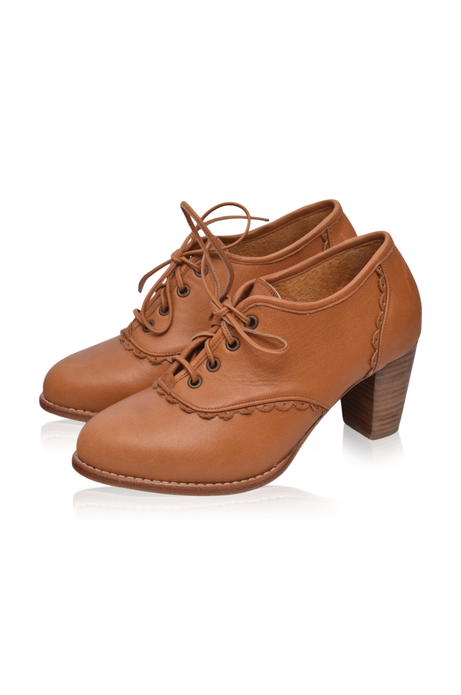 Lace Oxford Leather Heels