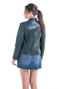 Olive genuine sheepskin shearling jacket by AA Vesa — view 2