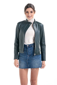 Olive genuine sheepskin shearling jacket by AA Vesa