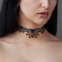 Lotus Recycled Rubber Statement Choker-0