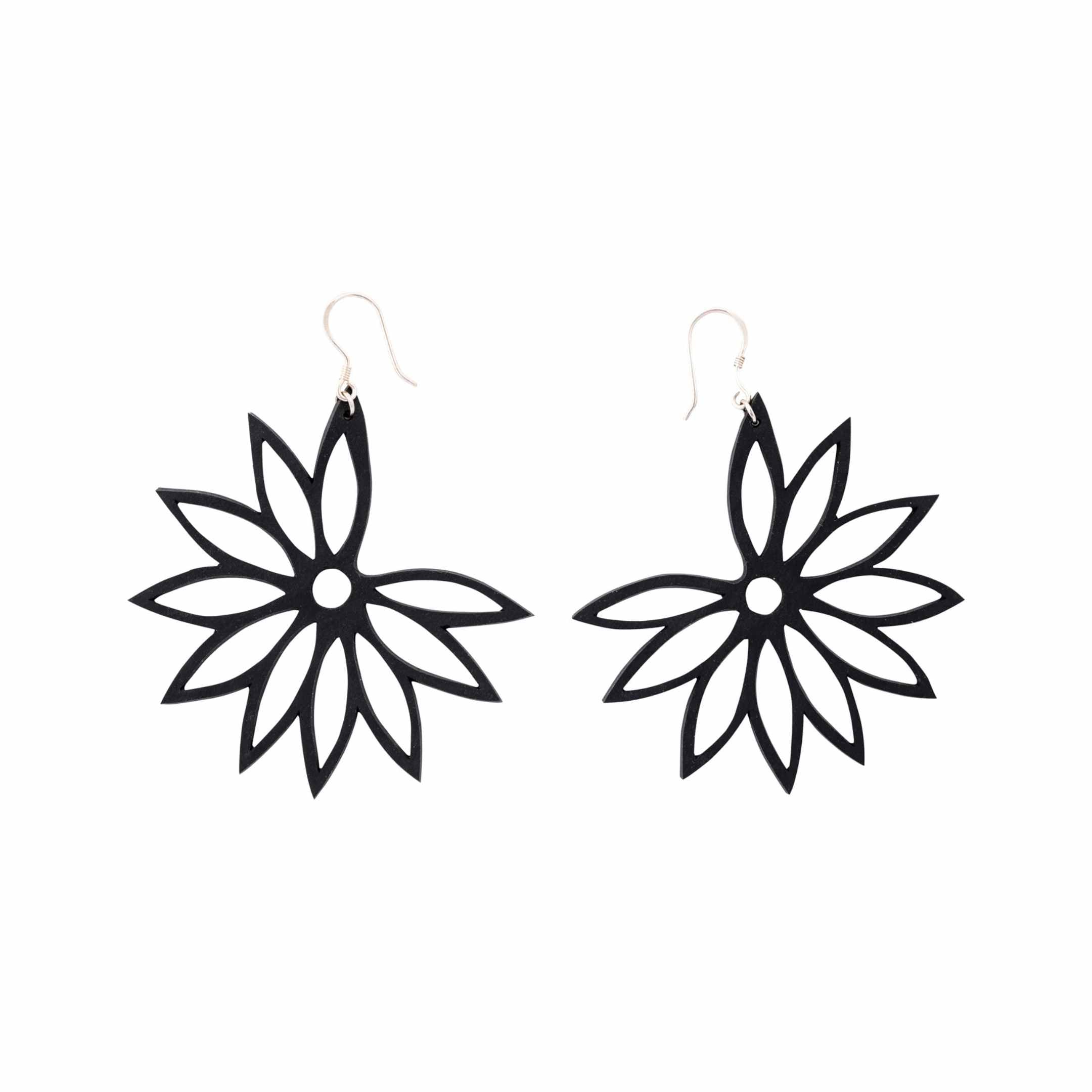 Lotus Statement Recycle Rubber Earrings-1