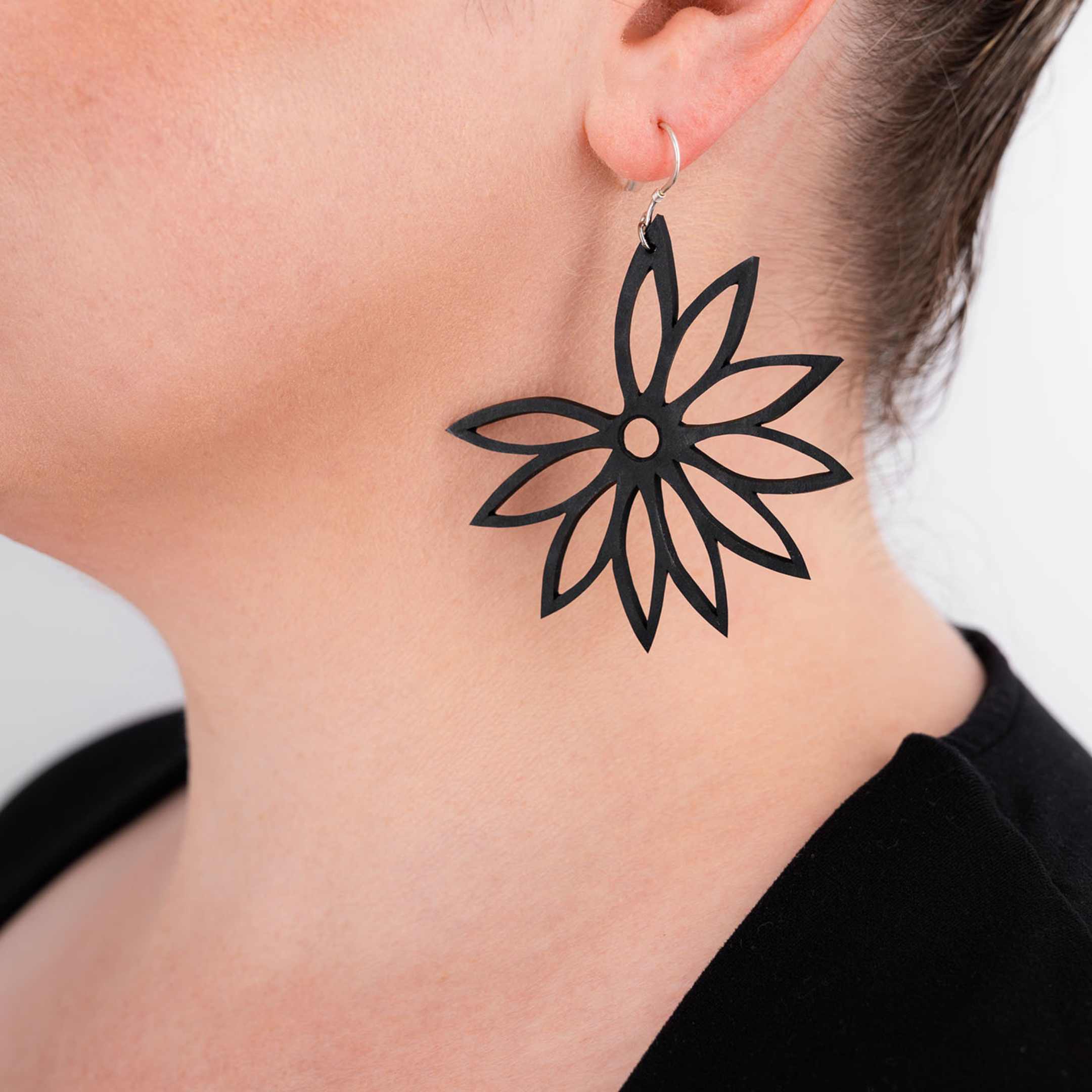 Lotus Statement Recycle Rubber Earrings-0