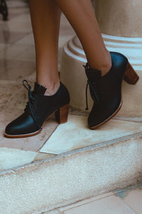 Lyon Lace-Up Leather Oxford Heels