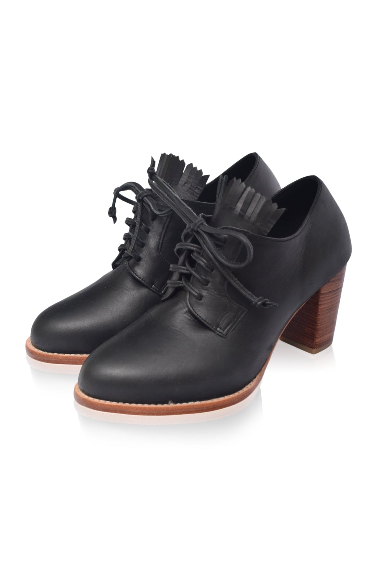 Lyon Lace-Up Leather Oxford Heels