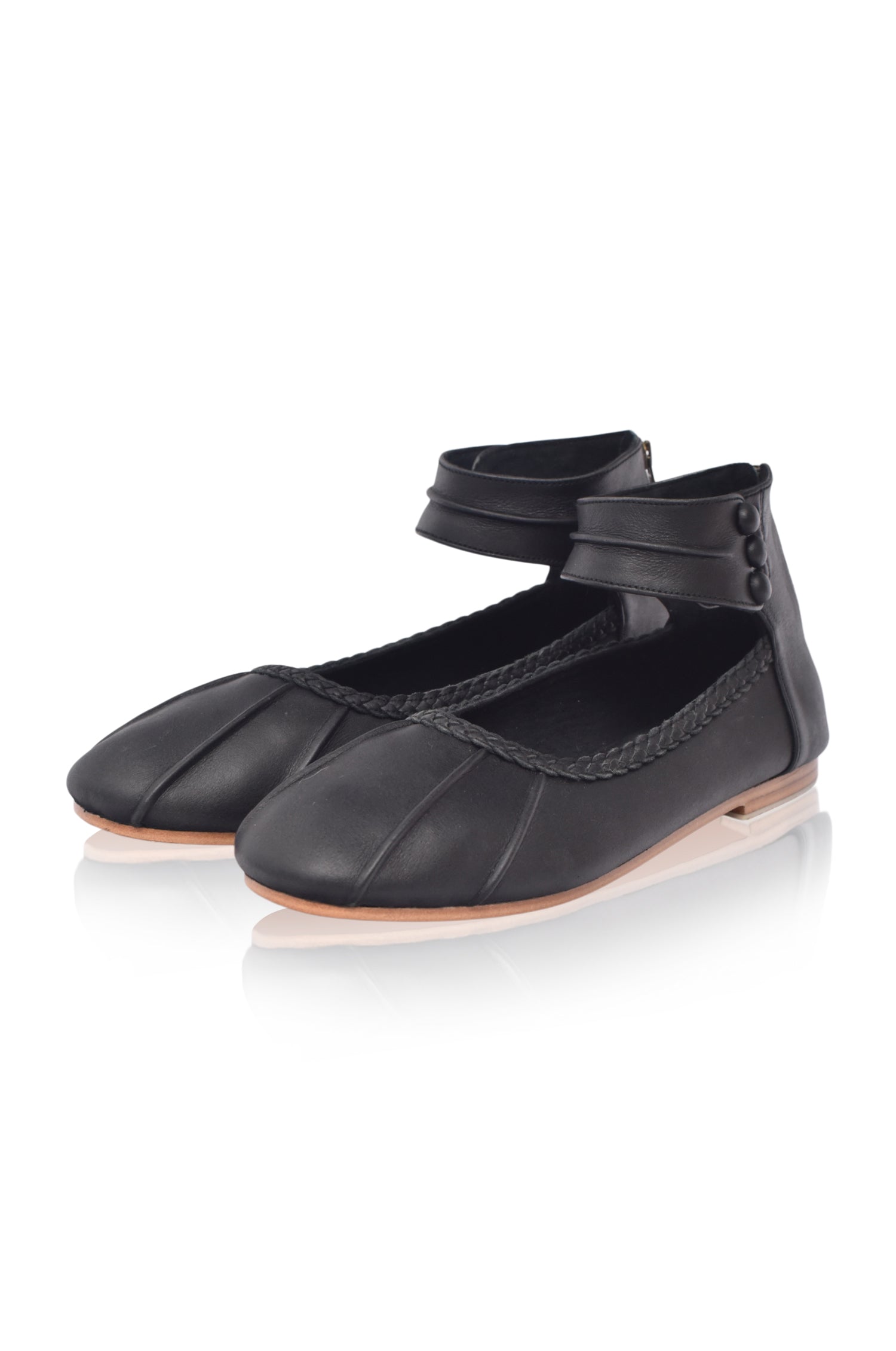 Muse Ankle Strap Leather Ballet Flats