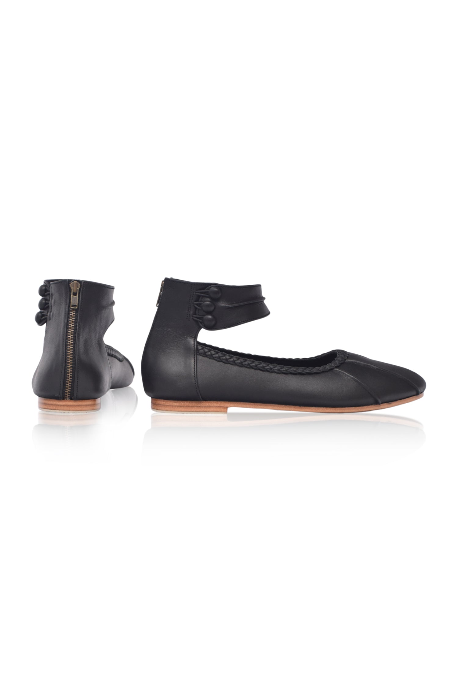 Muse Ankle Strap Leather Ballet Flats
