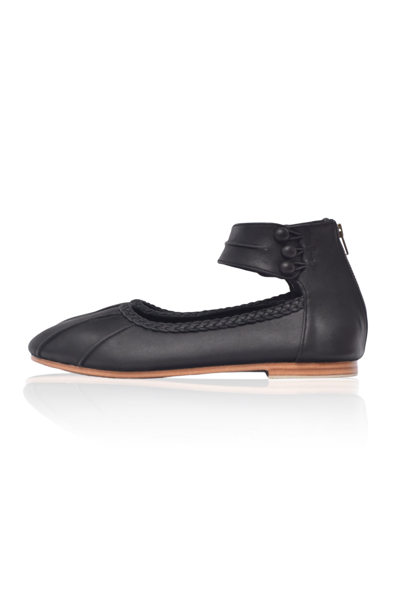 Muse Ankle Strap Leather Ballet Flats