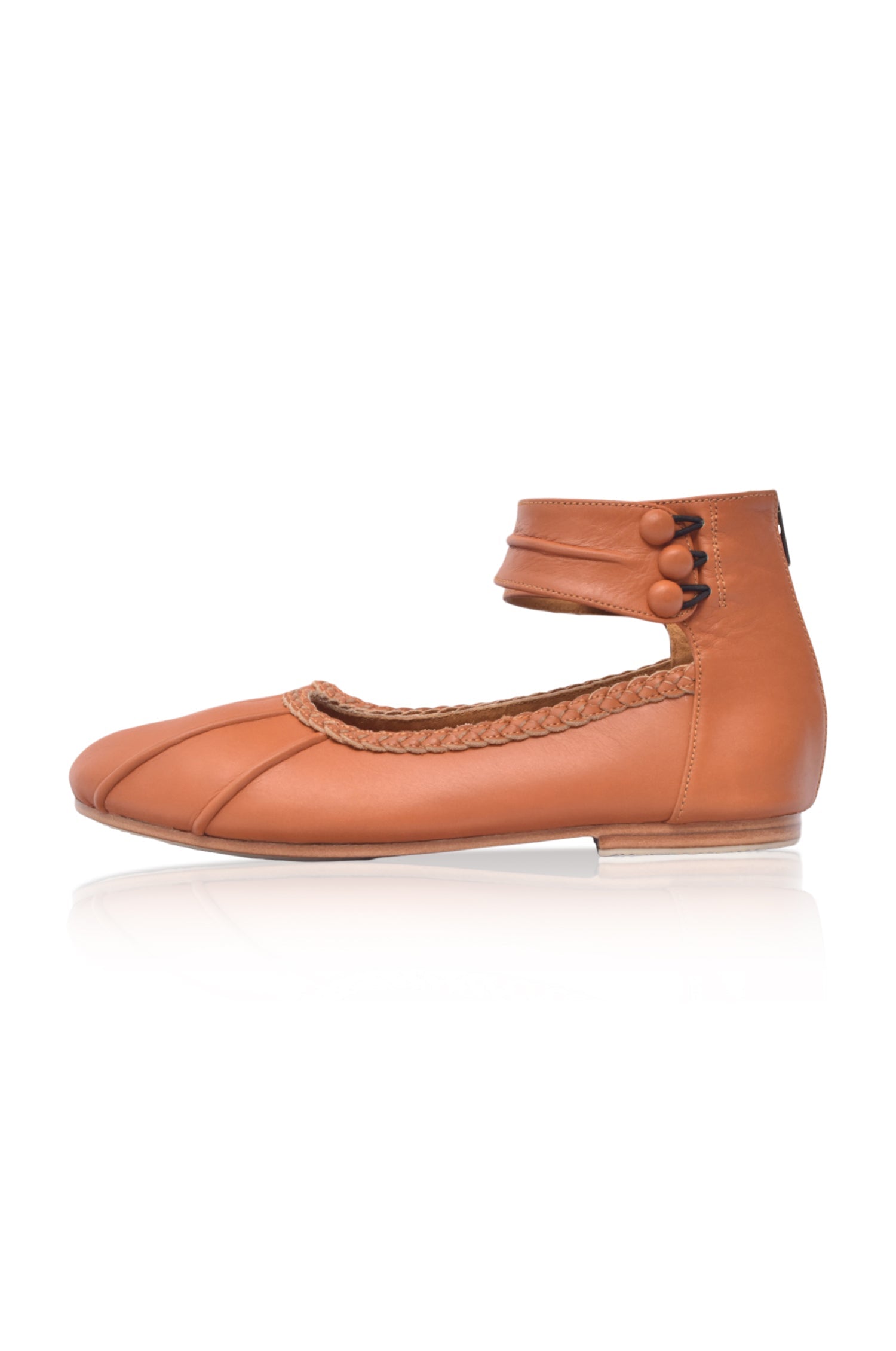 Muse Ankle Strap Leather Ballet Flats