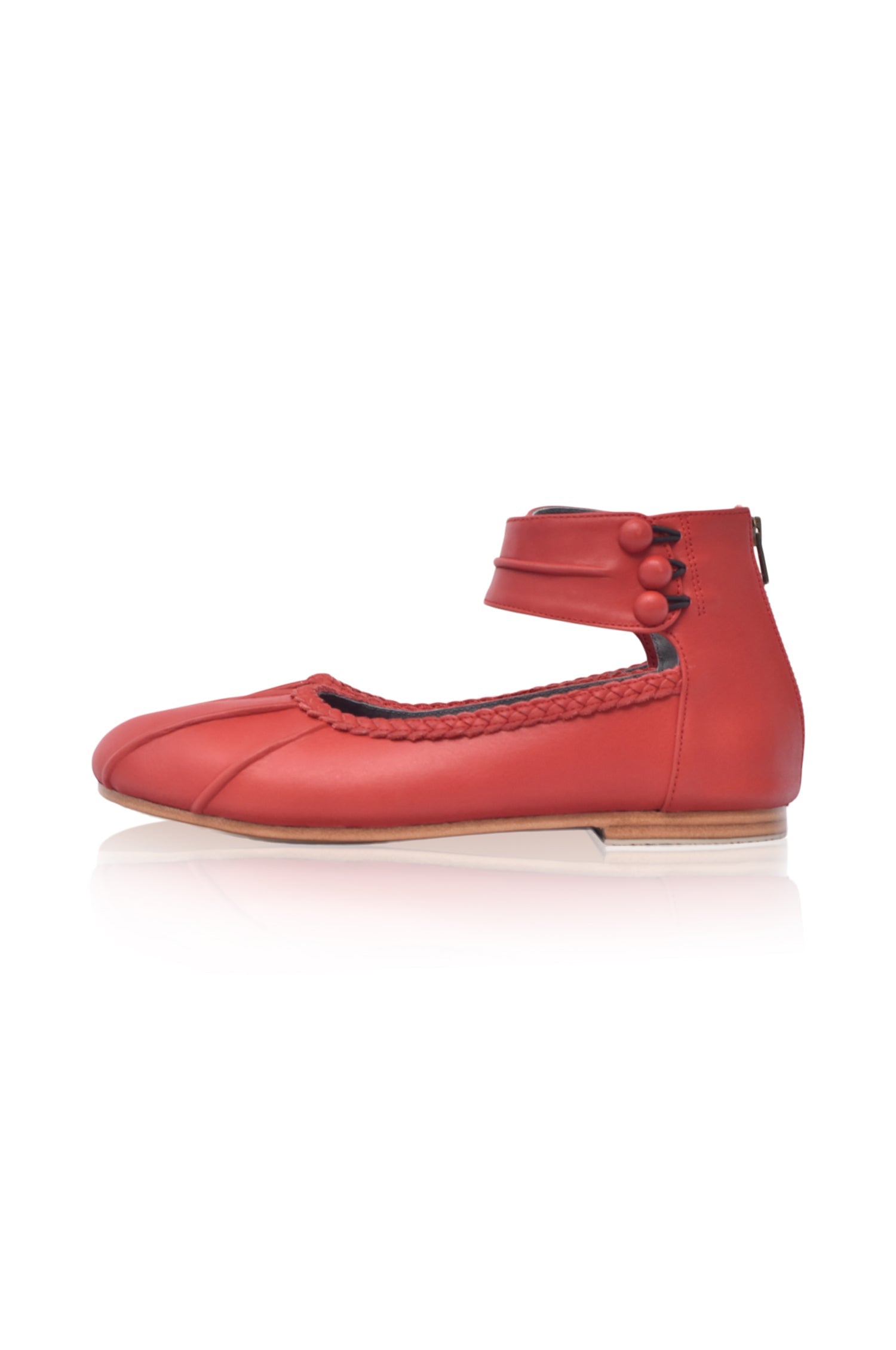 Muse Ankle Strap Leather Ballet Flats