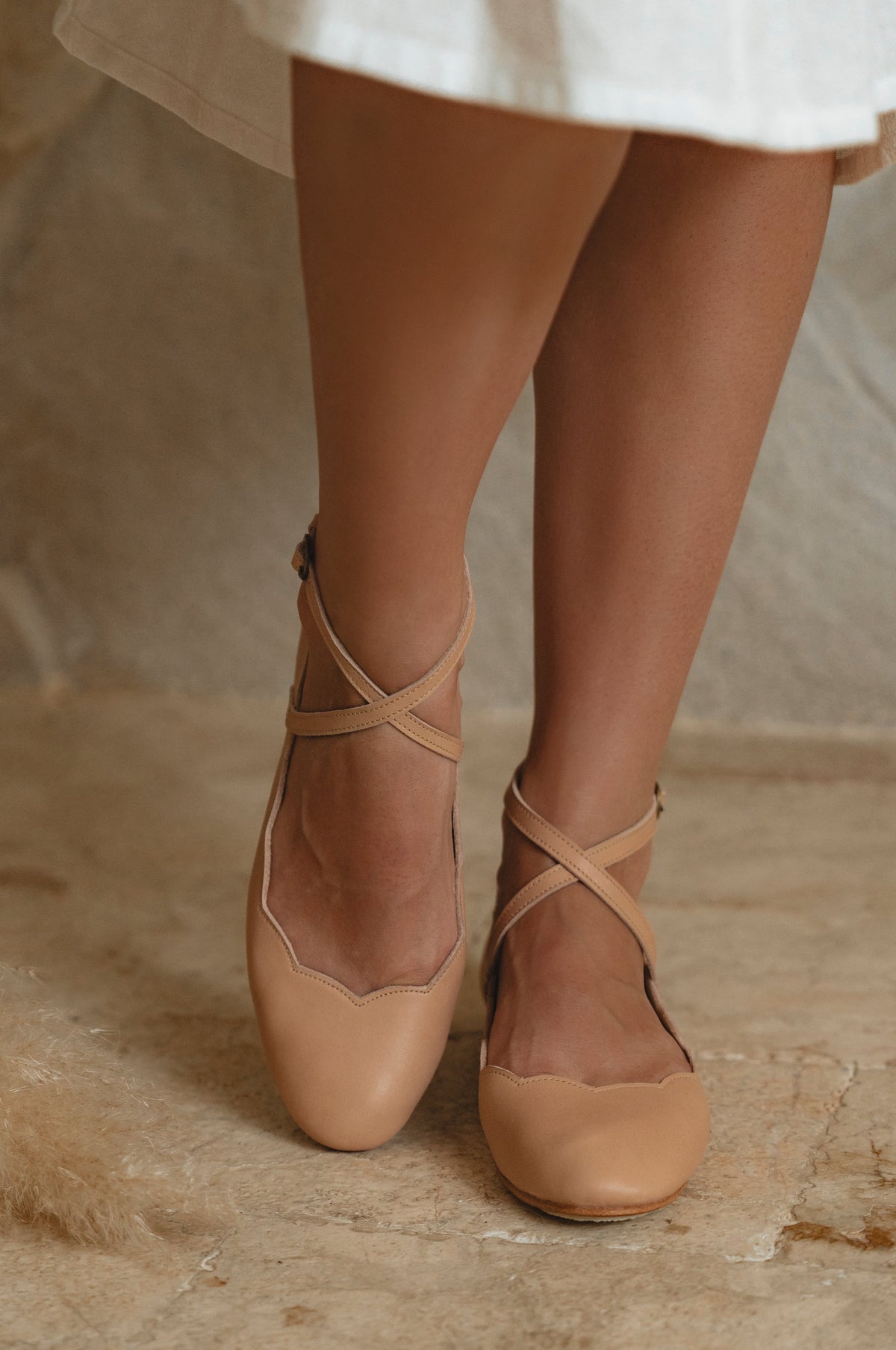 Myrelle Criss-Cross Leather Ballet Flats (Sz. 7.5 & 8.5)