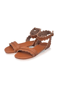 Nirvana Scalloped Wrap Leather Sandals