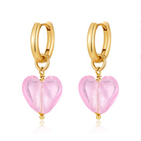 Pink Acrylic Earrings Made in Greece, European Mayol Jewelry Valentine's Day Love Earrings