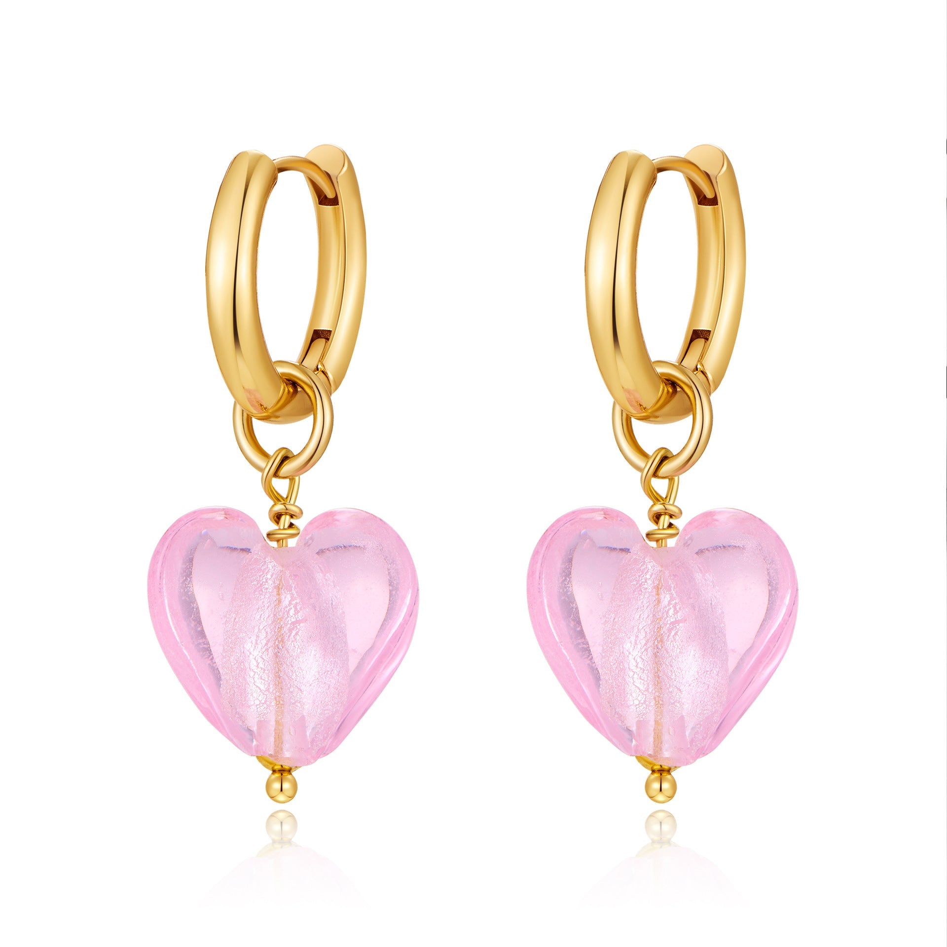 Pink Acrylic Earrings Made in Greece, European Mayol Jewelry Valentine's Day Love Earrings