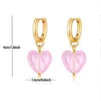 Pink Acrylic Earrings Made in Greece, European Mayol Jewelry Valentine's Day Love Earrings