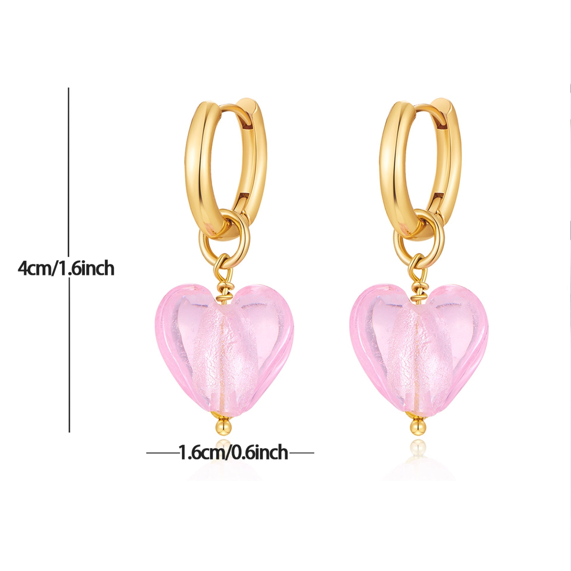 Pink Acrylic Earrings Made in Greece, European Mayol Jewelry Valentine's Day Love Earrings