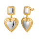 Light luxury fashion two tone earrings with a high-end feel, heart-shaped earrings with a heart shape, retro palace style peach heart earrings