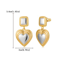 Light luxury fashion two tone earrings with a high-end feel, heart-shaped earrings with a heart shape, retro palace style peach heart earrings