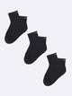 Pure Cotton Ankle Socks for Men and Women - Pack of 3 (Black)