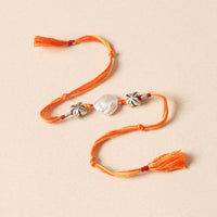 Silver Pearl Beads Rakhi-3