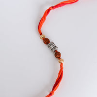 Rudraksh Silver Beads Rakhi-4