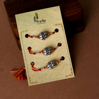 Silver Round Beads Rakhis ( Pack Of 3 )-0