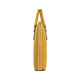 RB1019AR | Made in Italy Genuine Leather Unisex Business Briefcase with removable shoulder strap. Shiny Nickel metal snap hook attachments - Mustard color - Dimensions: cm 37 x 29 x 6.5