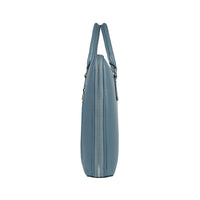 RB1019P | Made in Italy Genuine Leather Unisex Business Briefcase with removable shoulder strap. Shiny Nickel metal snap hook attachments - Avio color - Dimensions: cm 37 x 29 x 6.5