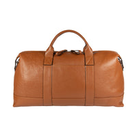 RB1029S | Made in Italy Genuine Leather Travel Duffle Bag with Adjustable and Removable Shoulder Strap. Zipper Closure and Shiny Nickel Metal Accessories - Cognac Color - Dimensions: cm 57 x 26 x 24