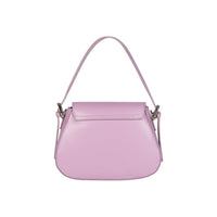 RB1030CI | EMMA Women's Shoulder Bag with flap in Genuine Leather Made in Italy. Shiny Silver metal hardware - Lilac color - Dimensions: cm 24 x 18 x 9 + 14.5 (Handle light)