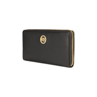RB1081GA | Women's zip-up wallet, Made in Italy in genuine grained leather. Color: Black. Dimensions: 20 x 10 x 2.5 cm.