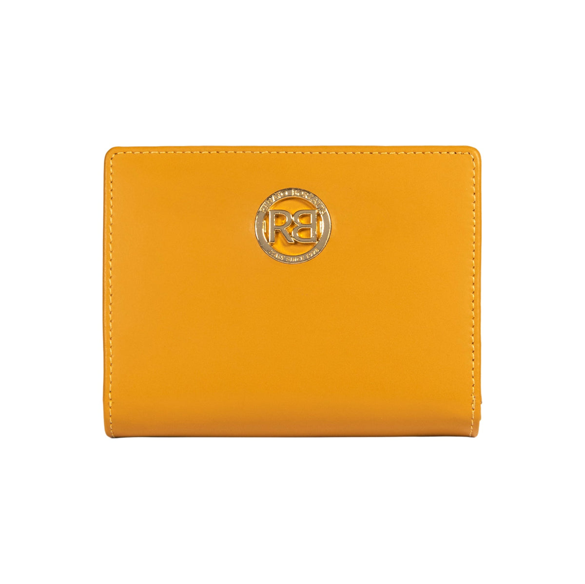 RB1083GAR | Portafogli Donna Made in Italy in Vera Pelle Liscia Opaca. Colore Senape. Dimensioni (da chiuso): cm 13 x 9 x 2,5