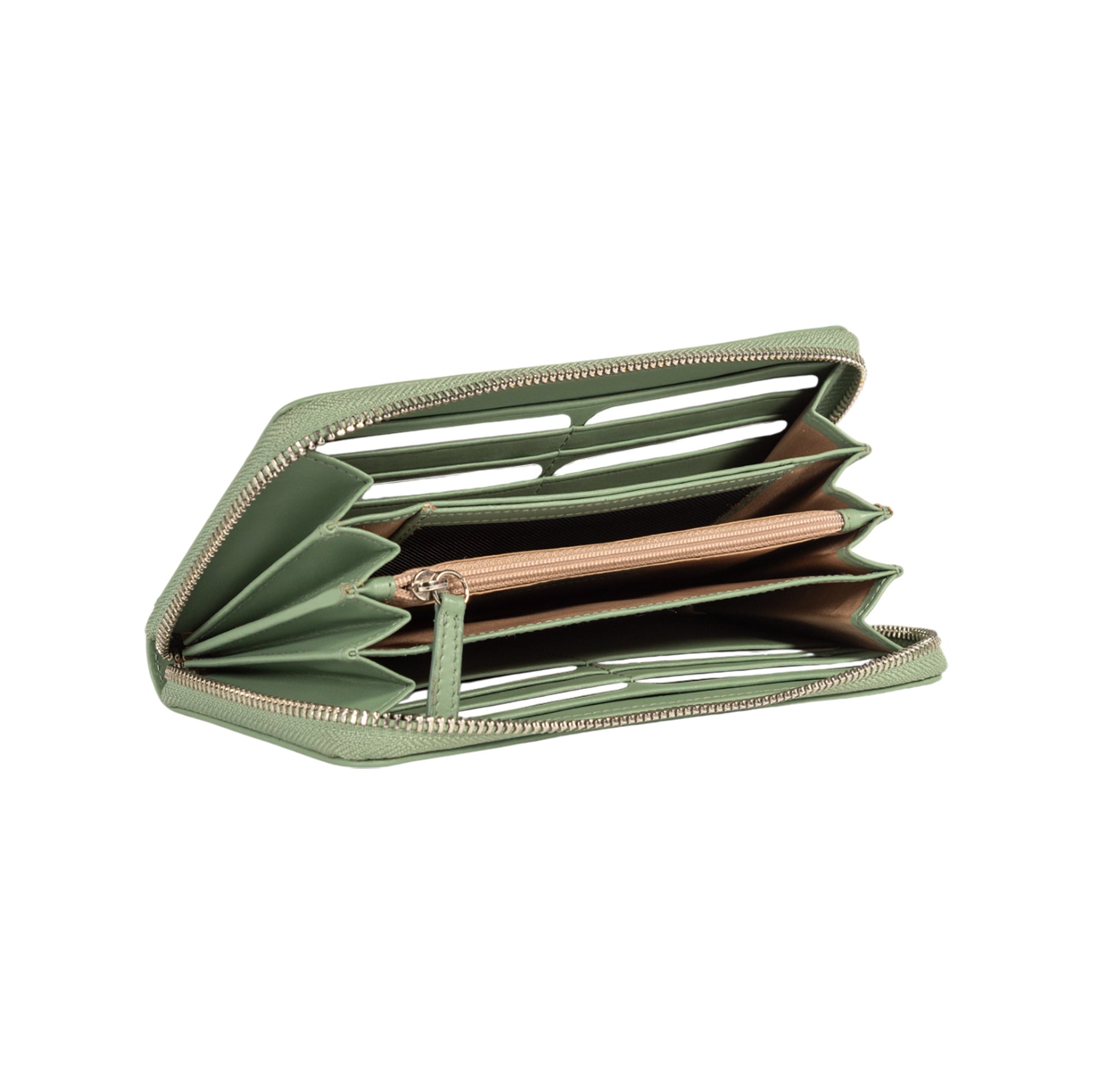RB1084SBF | Portafogli Donna con chiusura lampo Made in Italy in Vera Pelle Liscia Opaca. Colore Menta. Dimensioni: cm 20 x 10 x 2,5