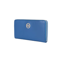 RB1084SCH | Women's zippered wallet made in Italy in smooth, matte genuine leather. Color: Royal Blue. Dimensions: 20 x 10 x 2.5 cm.
