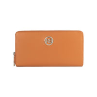 RB1084SS | Women's zippered wallet made in Italy in smooth, matte genuine leather. Cognac color. Dimensions: 20 x 10 x 2.5 cm