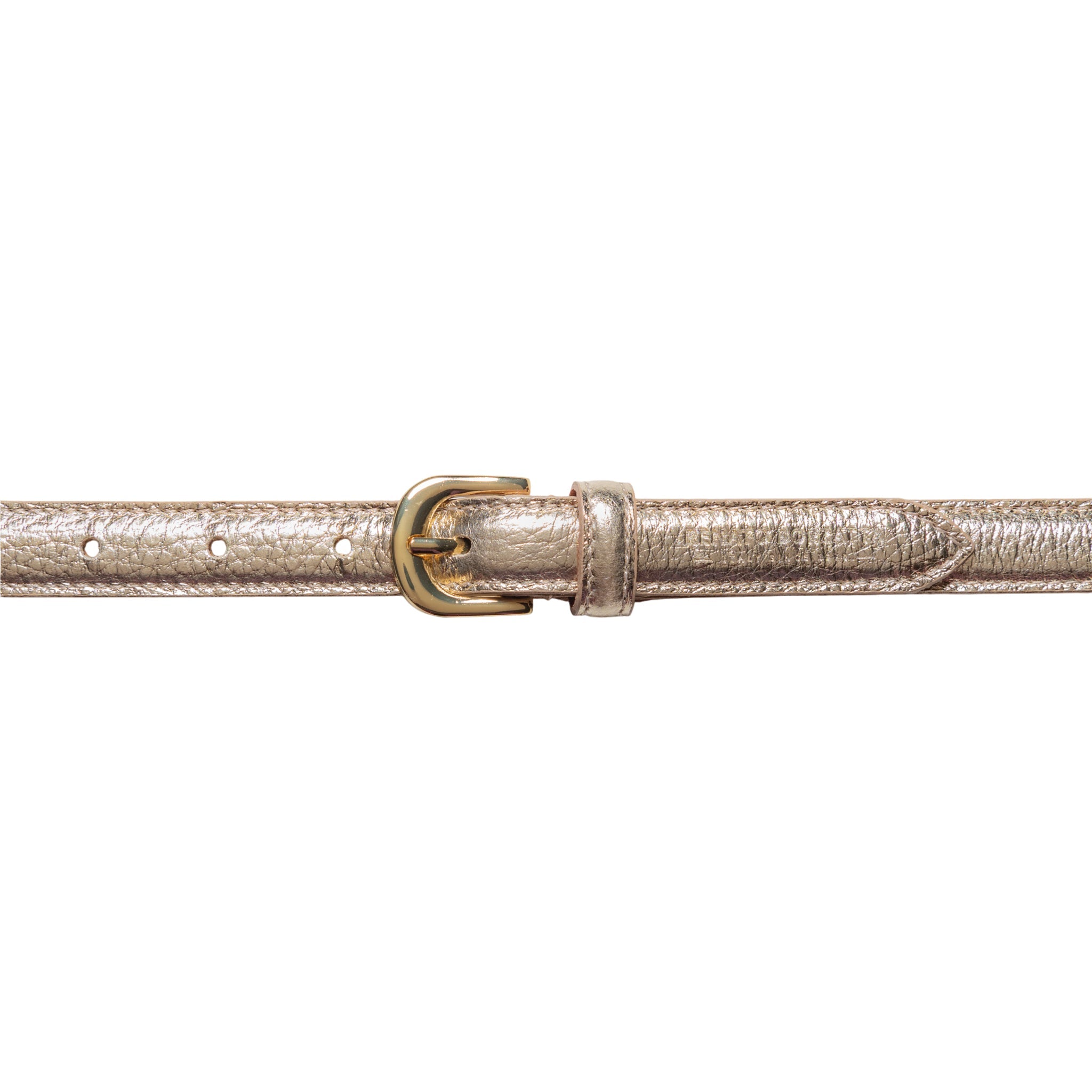 RB4021AS | Women's Belt Made in Italy in Genuine Dollar Grain Leather. Polished Gold-Finish Buckle. Gold Color. Dimensions: 115 x 2.0 x 0.5 cm (waistline 100 cm)