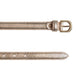 RB4021AS | Women's Belt Made in Italy in Genuine Dollar Grain Leather. Polished Gold-Finish Buckle. Gold Color. Dimensions: 115 x 2.0 x 0.5 cm (waistline 100 cm)