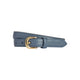 RB4021P | Women's Belt Made in Italy in Genuine Dollar Grain Leather. Polished Gold-Finish Buckle. Color: Air Force Blue. Dimensions: 115 x 2.0 x 0.5 cm (waistline 100 cm)
