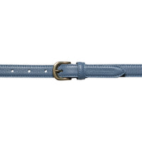 RB4021P | Women's Belt Made in Italy in Genuine Dollar Grain Leather. Polished Gold-Finish Buckle. Color: Air Force Blue. Dimensions: 115 x 2.0 x 0.5 cm (waistline 100 cm)