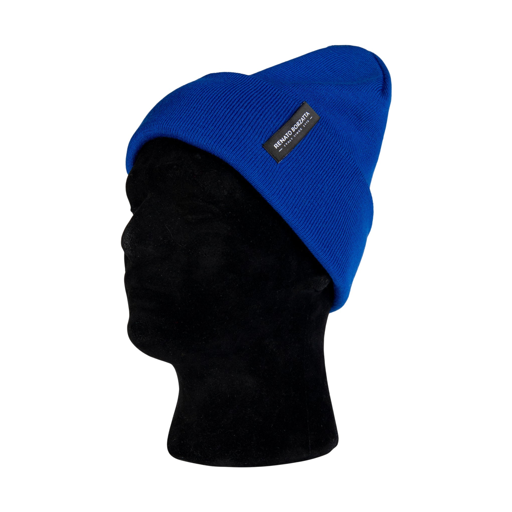 RB5005CH | CIMONE Unisex Knit Beanie in a Tubular Wool Blend Made in Italy. Royal Blue. One Size