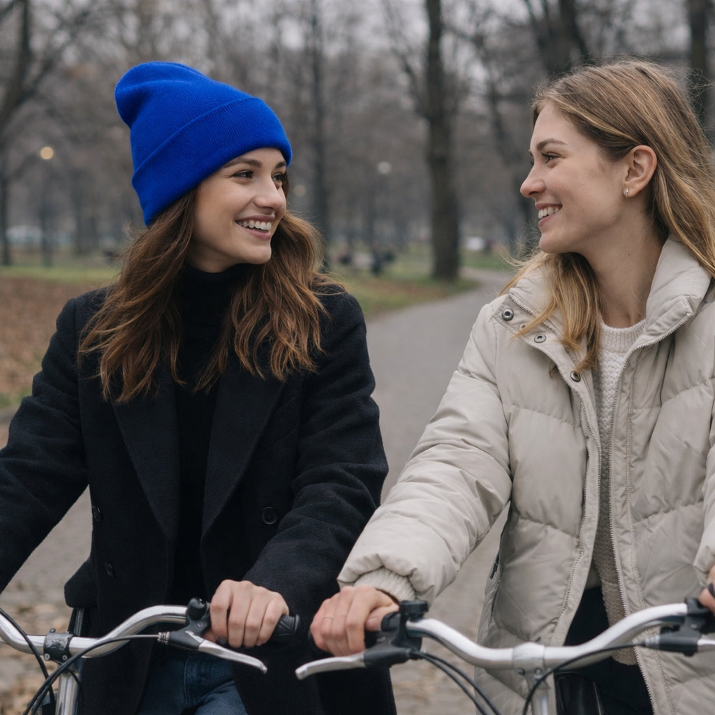 RB5005CH | CIMONE Unisex Knit Beanie in a Tubular Wool Blend Made in Italy. Royal Blue. One Size