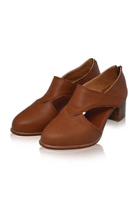 Rain Kiss Leather Heel Bootie 5 cm Heel (Sz. 6.5)