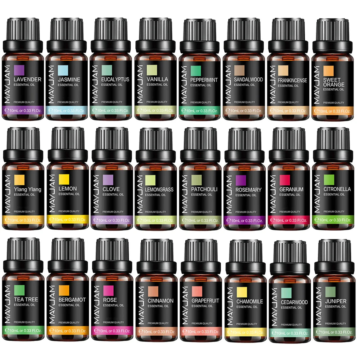 MAYJAM 10ML Lavender Lemongrass Jasmine Vanilla Eucalyptus Rose Lemon Essential Oil For Humidifier Diffuser Candle Making