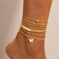 3pcs Retro Pearl Beads Anklet for Women Fashion Handmade Shell Butterfly On Foot Bracelet Bohemian Summer Beach Jewelry Gifts