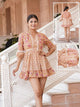 Short dress with printed cotton lace work