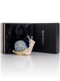 Gold & Blue Jeweled Snail Trinket Box-3
