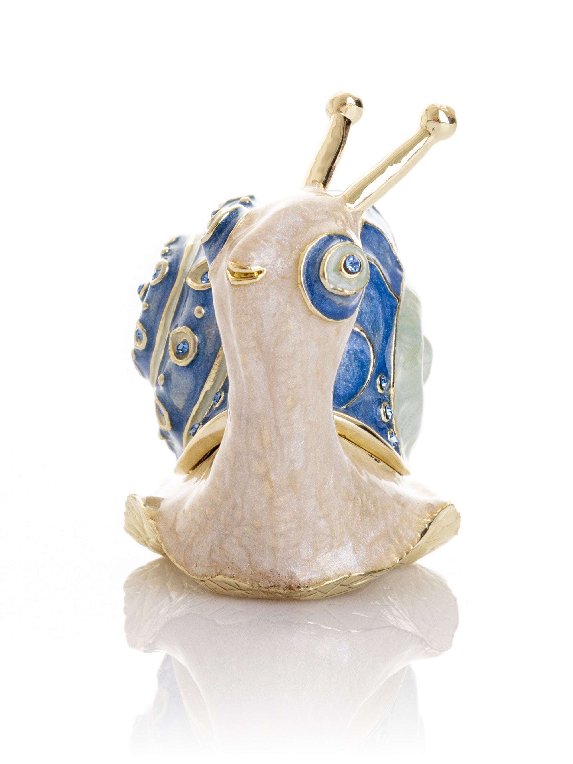 Gold & Blue Jeweled Snail Trinket Box-2