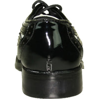 VANGELO Boy Dress Shoe TAB-3KID Oxford Formal Tuxedo for Prom & Wedding Black/White Patent Two Tone